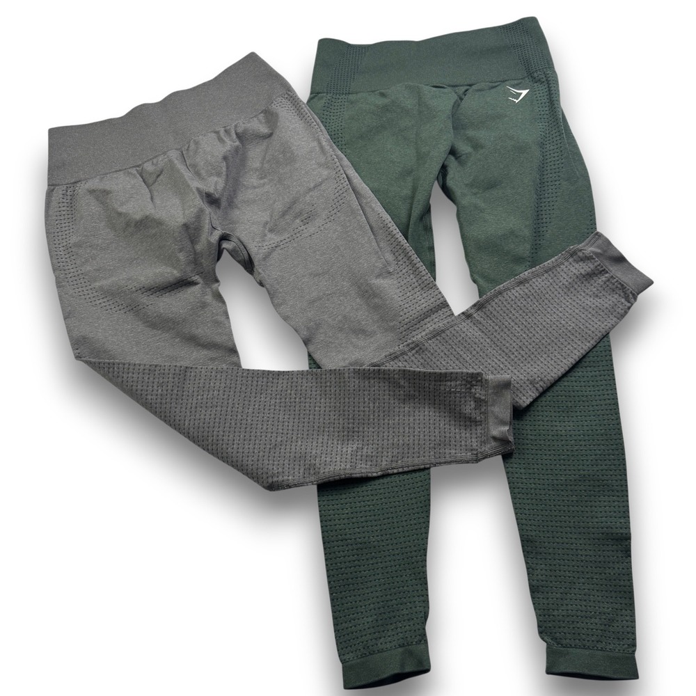 Gymshark Lot of 2 Vital Seamless 2.0 Leggings Grey Green Womens Medium B1A2B
